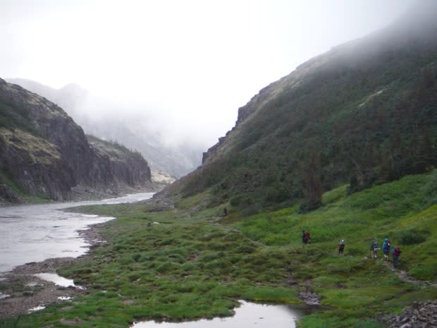 Hikers leave Happy Camp on the Canadian side of the Chilkoot trail in B.C. in this file photo. (Philippe Morin/CBC - image credit)