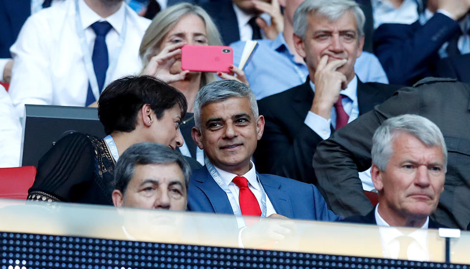 Mayor of London Sadiq Khan in the stands during the UEFA Champions League Final at the Wanda Metropolitano, Madrid.