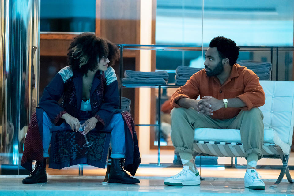 From left: Van (Zazie Beetz) and Earn (Glover) in Season 3 of Atlanta