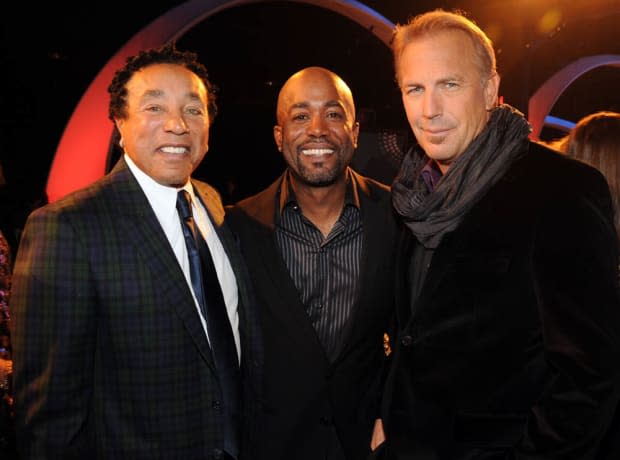 <p>Recording Artists Smokey Robinson, Darius Rucker and Kevin Costner at the CMT Artists of the Year speical, 2010 in Franklin, Tennessee. </p>