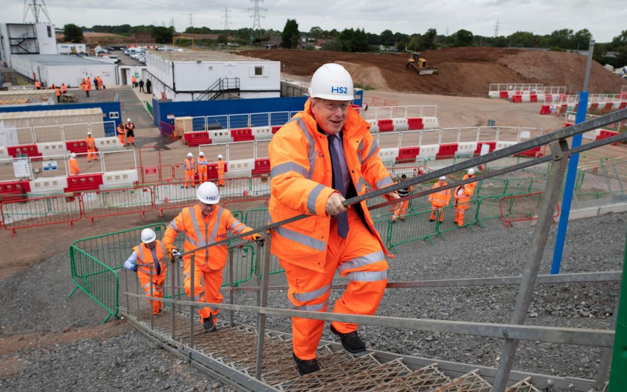 Boris Johnson is at an HS2 site in Solihull -  WPA Pool