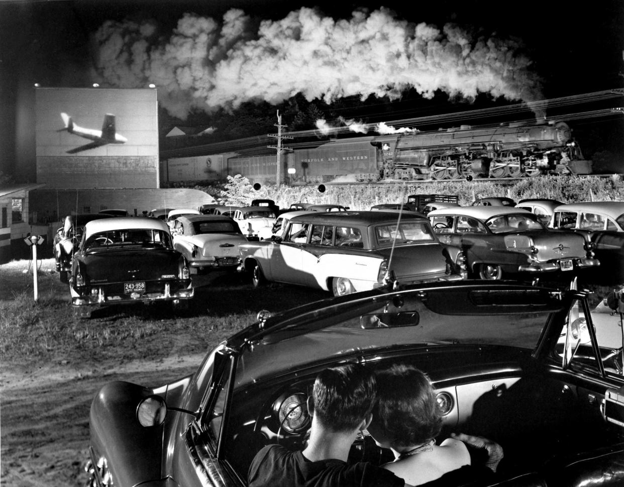 O. Winston Link,  "Hot Shot Eastbound, Iaeger, West Virginia," Aug. 2, 1956 (printed 1982-83), gelatin silver print. Collection of the Akron Art Museum.