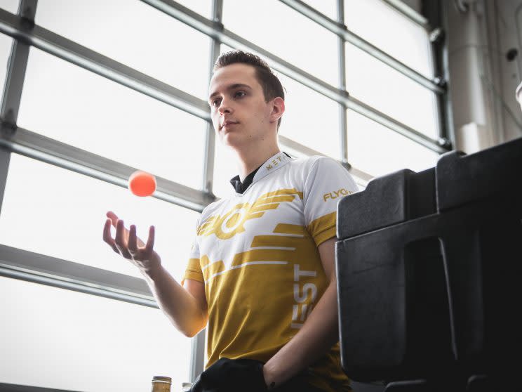FlyQuest jungler Galen “Moon” Holgate in between games at the NA LCS arena. (Riot Games/lolesports)