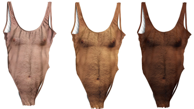 This 'sexy chest' costume is undoubtedly the most horrific piece of swimwear ever