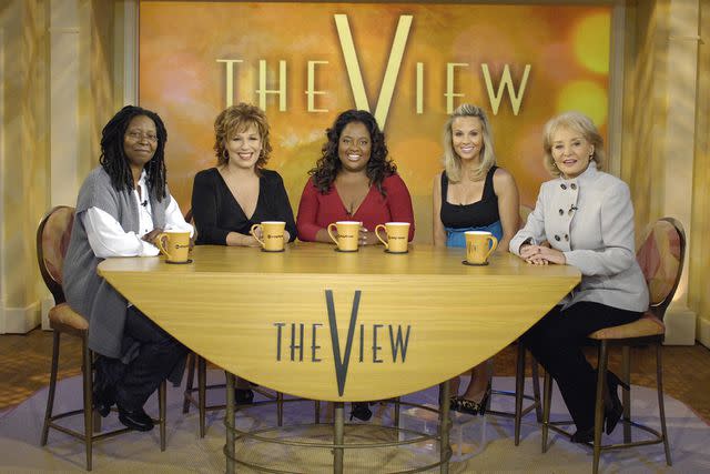 <p>Everett Collection</p> Whoopi Goldberg, Joy Behar, Sherri Shepherd, Elisabeth Hasselbeck and Barbara Walters on 'The View' in 2007.