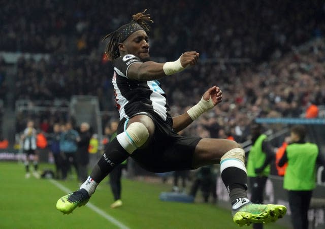 Allan Saint-Maximin celebrates for the hosts after putting Newcastle ahead 