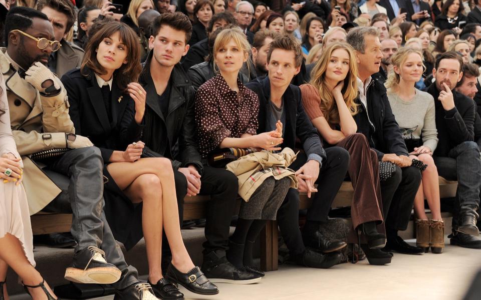 Celebrities sit on the front row of London Fashion Week at Kensington Gardens on February 20, 2012 in London, England