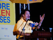 Second speaker party chairman Andy Zhu takes the stage. (Yahoo! photo/Alvin Ho)