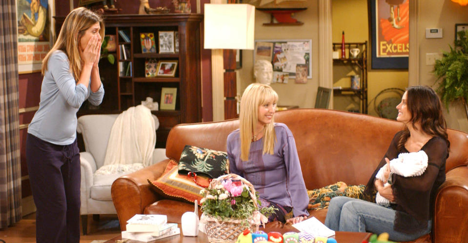 Lisa Kudrow with costars Jennifer Aniston and Courteney Cox in Friends (REX).