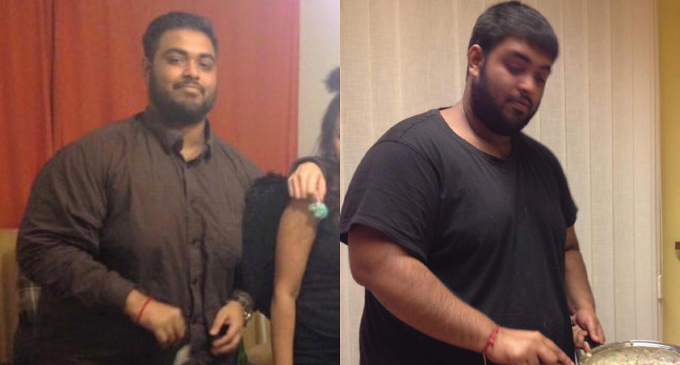 Vinodh Sivaneswaran, pictured before his weight-loss journey, weighed 300 pounds at this heaviest. (Photo: Vinodh Sivaneswaran)