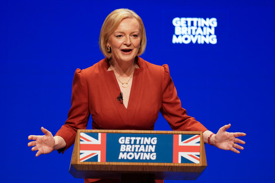 Prime Minister Liz Truss delivers her keynote speech at the Conservative Party annual conference at the International Convention Centre in Birmingham. Picture date: Wednesday October 5, 2022.