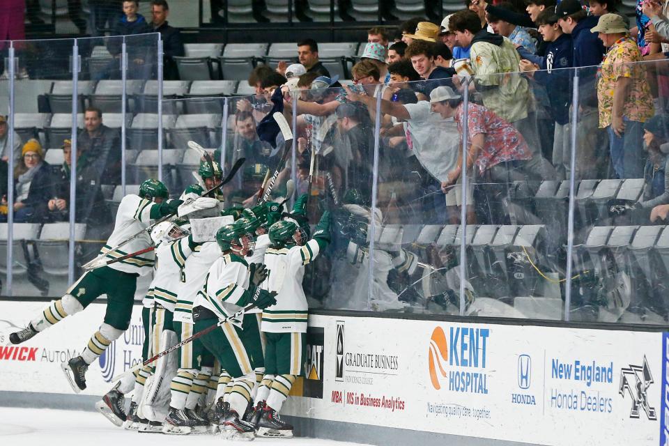 Will this scene repeat itself this winter? Hendricken is the favorite to win another state hockey title, but it's not an empty-netter by any means.