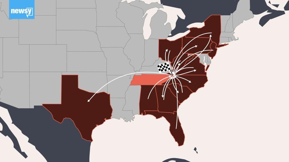 A Newsy analysis of Twitter data found that fans traveled from far and wide for the NASCAR All-Star Race at Bristol Motor Speedway in Tennessee on July 15, 2020. (Photo: Andrew Lawler/Newsy)