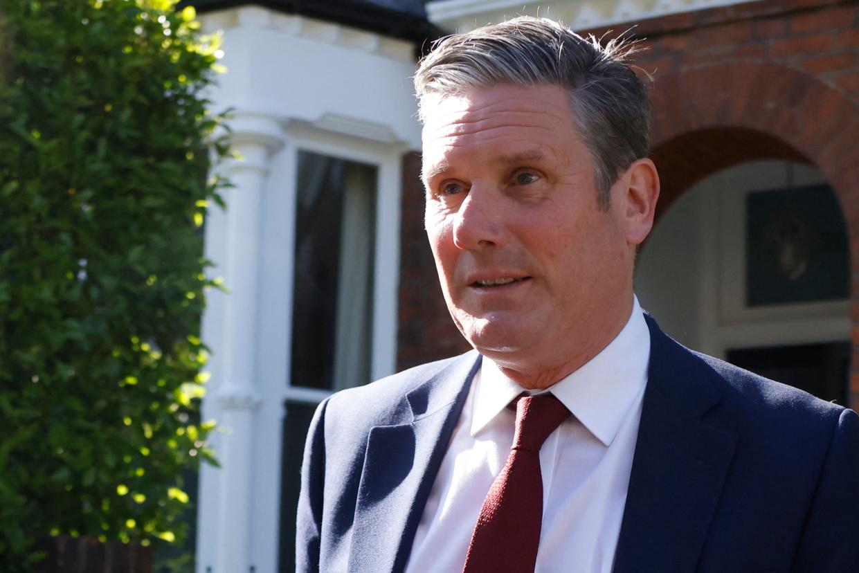 Britain's Labour Party leader Keir Starmer leaves his home in London on May 7, 2021. - Early results from nationwide local elections on May 7 showed that the ruling Conservative Party had won a landslide in the opposition stronghold of Hartlepool in northeast England, a bitter blow to the Labour Party and its leader Keir Starmer. (Photo by Tolga Akmen / AFP) (Photo by TOLGA AKMEN/AFP via Getty Images)