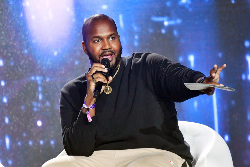 Van Lathan speaks onstage during the 2022 Revolt Summit at 787 Windsor on September 25, 2022 in Atlanta, Georgia. (Paras Griffin / Getty Images file)