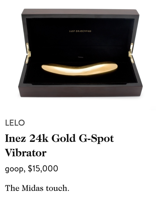 a gold vibrator in a velvety case priced at $15,000