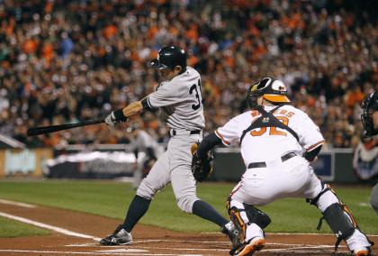 Ichiro Suzuki started his playoff run as a Yankee with an RBI double in the first inning. (Reuters) 