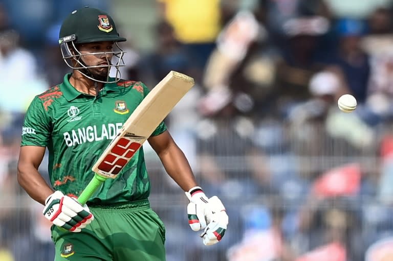 'More responsibility': Bangladesh's Najmul Hossain Shanto in action on Friday in the defeat to <a class="link " href="https://sports.yahoo.com/soccer/teams/new-zealand-women/" data-i13n="sec:content-canvas;subsec:anchor_text;elm:context_link" data-ylk="slk:New Zealand;sec:content-canvas;subsec:anchor_text;elm:context_link;itc:0">New Zealand</a> (R. Satish BABU)