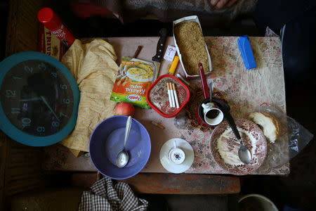 A table stands inside the house of Teso Kuzmanovic, an internally displaced person from Gracanica, at a reception center Kladari Donji where IDPs live, near Modrica, Bosnia and Herzegovina, October 1, 2018. REUTERS/Dado Ruvic