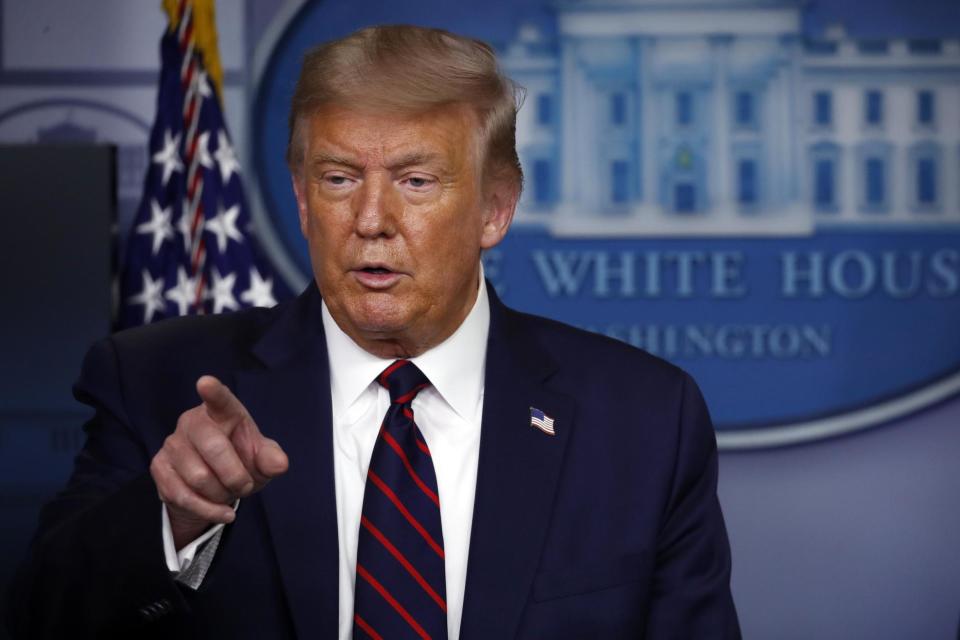 President Trump speaks during a briefing with reporters at the White House (AP)