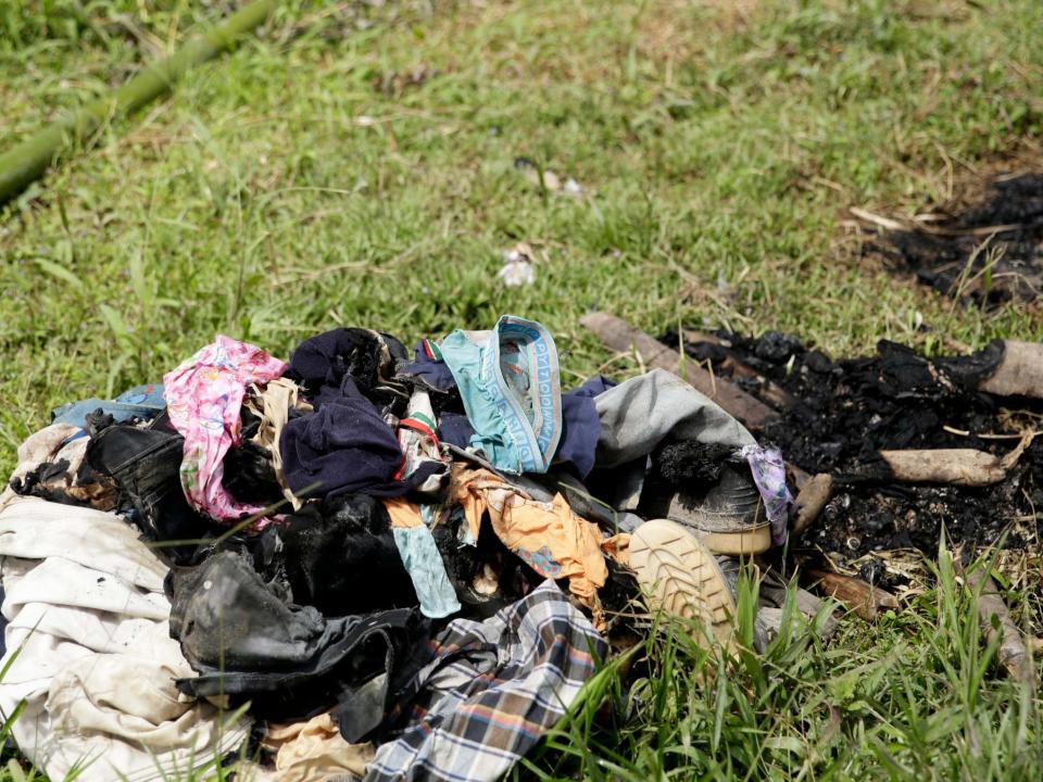 Burned clothes of people killed in a religious ritual in the jungle community of El Terron, Panama: AP