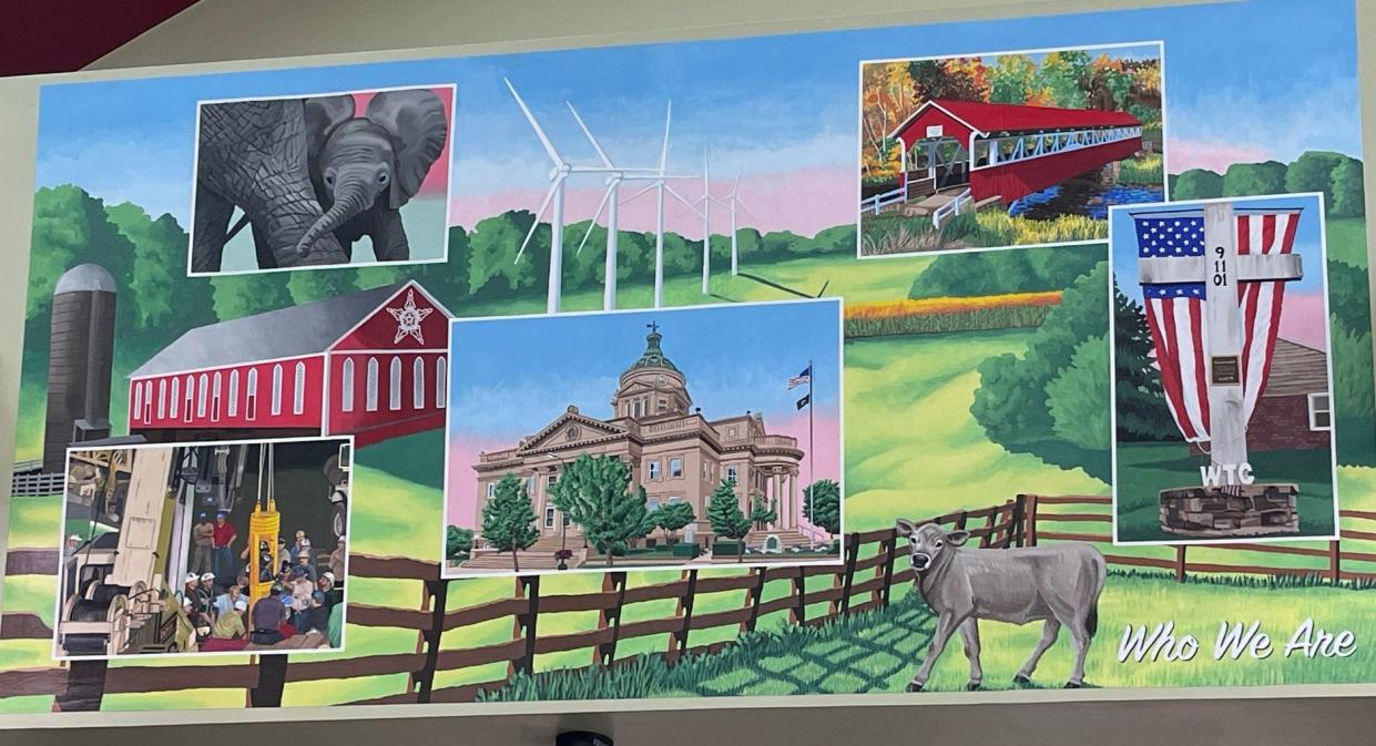 This first piece of the mural is titled "Who We Are," and it highlights some of the places and things that make Somerset County unique.