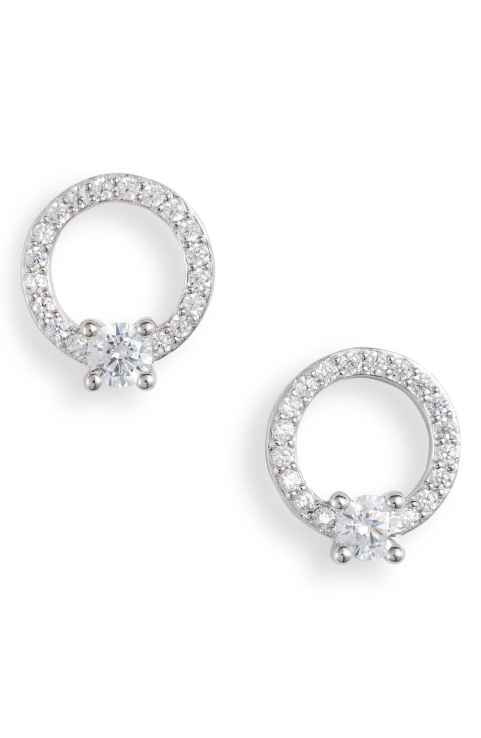 18) Pavé Open Circle Cubic Zirconia Stud Earrings