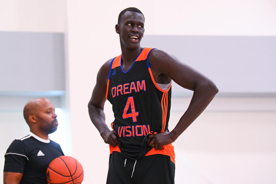  Dream Vision forward Makur Maker looks on during the adidas Gauntlet Finale on July 19, 2018 at the Ladera Sports Center in Ladera Ranch, CA. (Photo by Brian Rothmuller/Icon Sportswire via Getty Images)