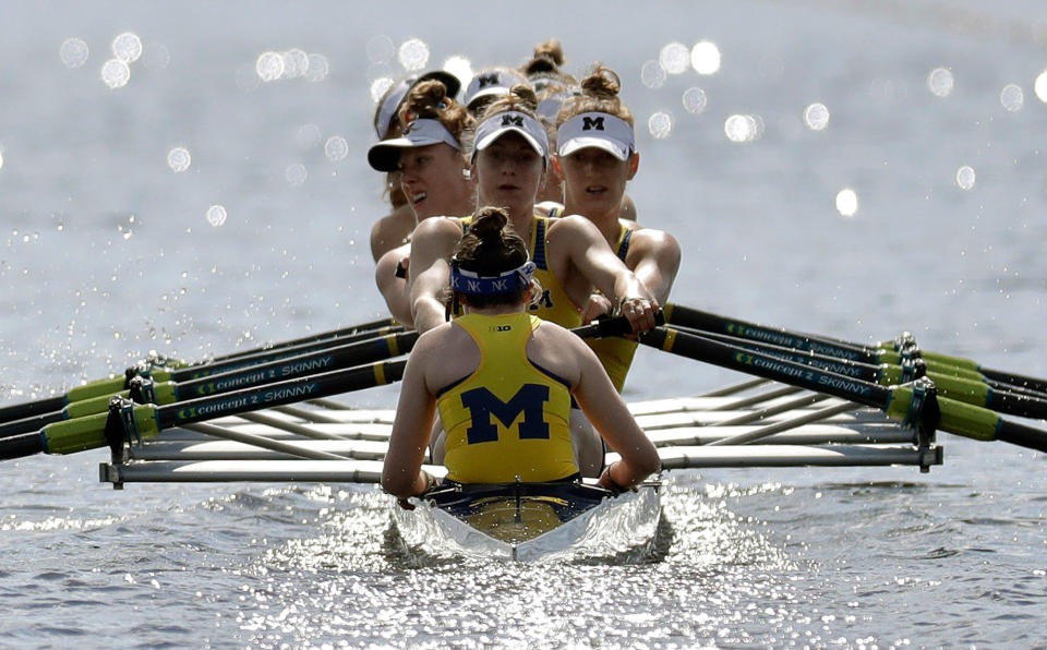 Michicgan’s varsity team competes in the NCAA rowing championship semifinals