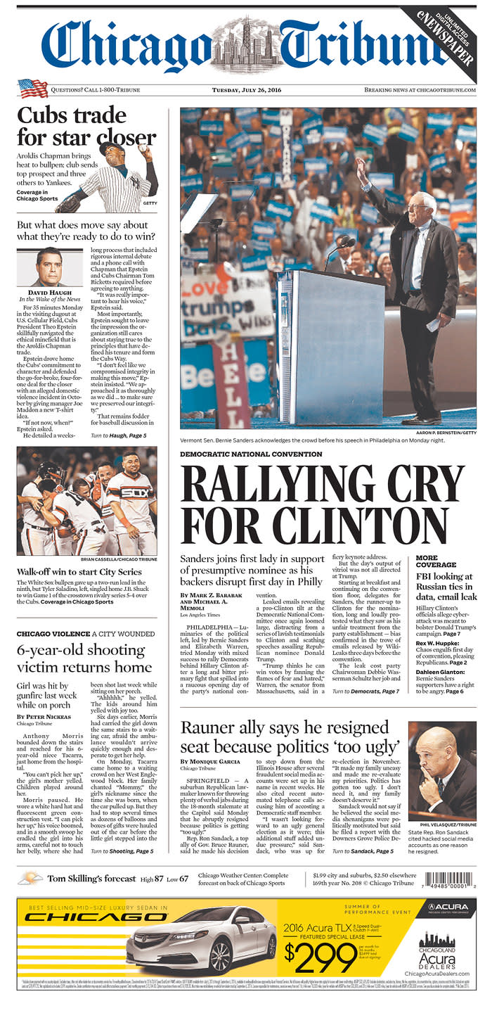 RALLYING CRY FOR CLINTON - Chicago Tribune