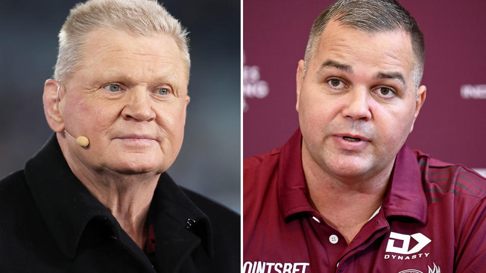 Pictured left to right, Manly legend Paul Vautin and new Sea Eagles coach Anthony Seibold.