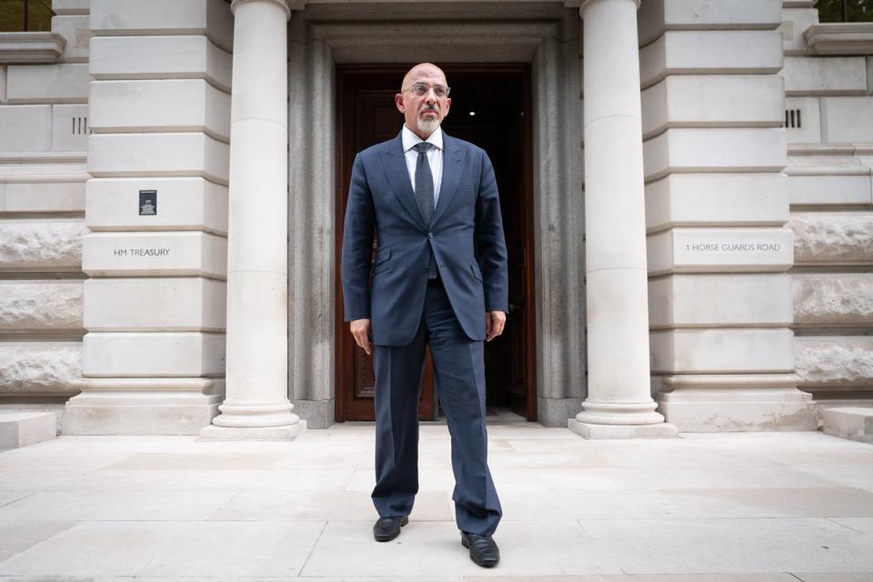 Chancellor Nadhim Zahawi poses for a photograph outside the Treasury (PA)