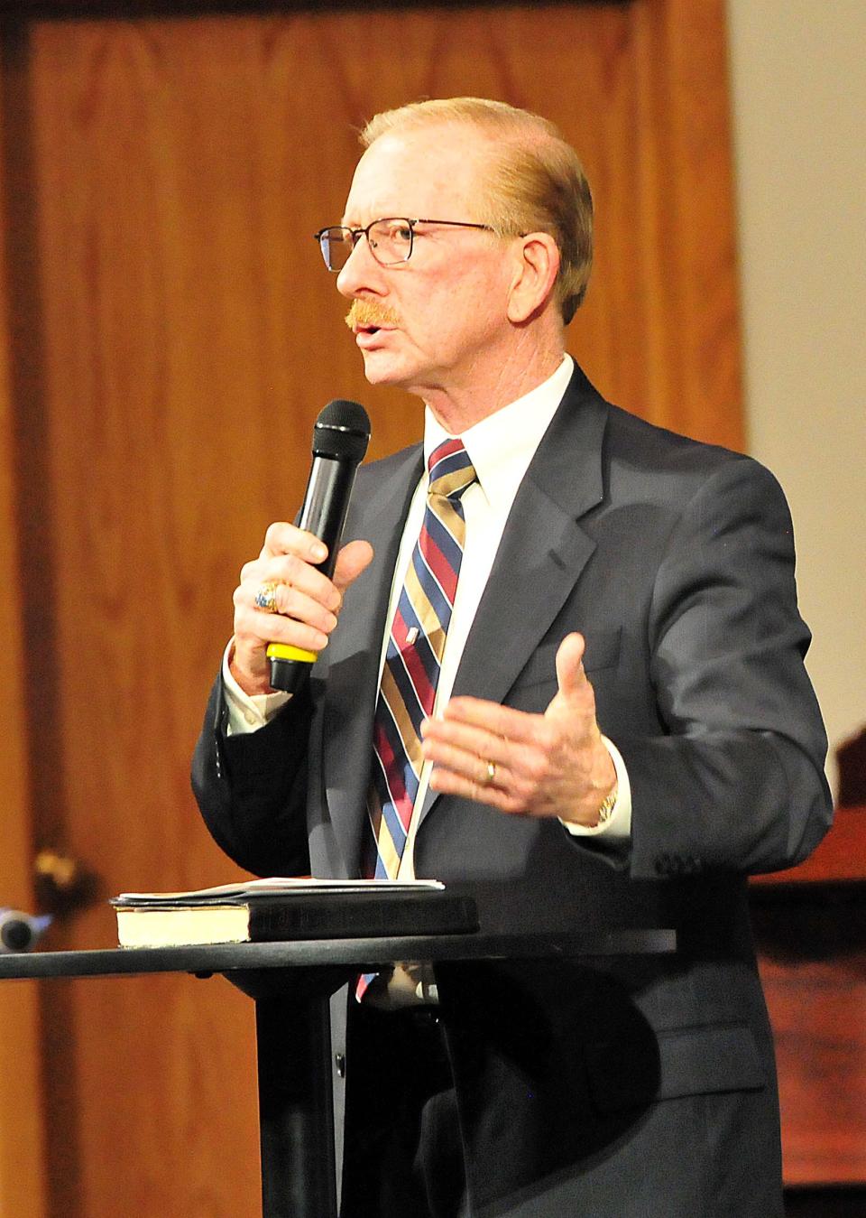 Pastor John Bouquet, Bethel Baptist Church, and Ashland County Ministerial Association National Day of Prayer Chairman, speaks during a Sanctity of Human Life Sunday Community Service on Sunday, Jan. 16, 2022 at Bethel Baptist Church in Savannah. Ashland Pregnancy Care Center sponsored the service.