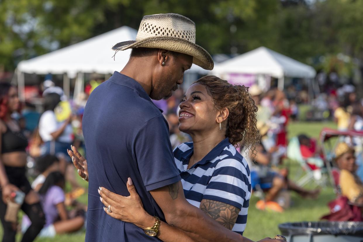 The Black Family Reunion takes place this weekend at Sawyer Point. The reunion features family fun, activities, food and great music. Pictured: Eric and Sophia Webb of Colerain Twp. at the 2021 Black Family Reunion.