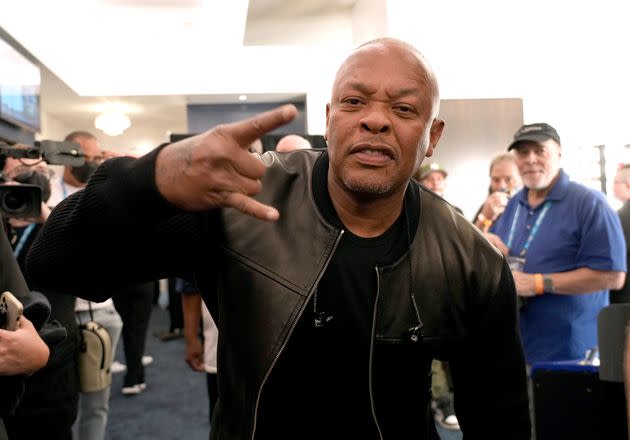 Rapper Dr. Dre poses backstage before the Pepsi Super Bowl Halftime Show. (Photo: Kevin Mazur via Getty Images)