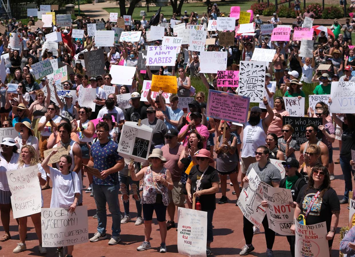 Abortion-rights supporters at the Engage the Rage rally at the Oklahoma Capitol on June 25, 2022.