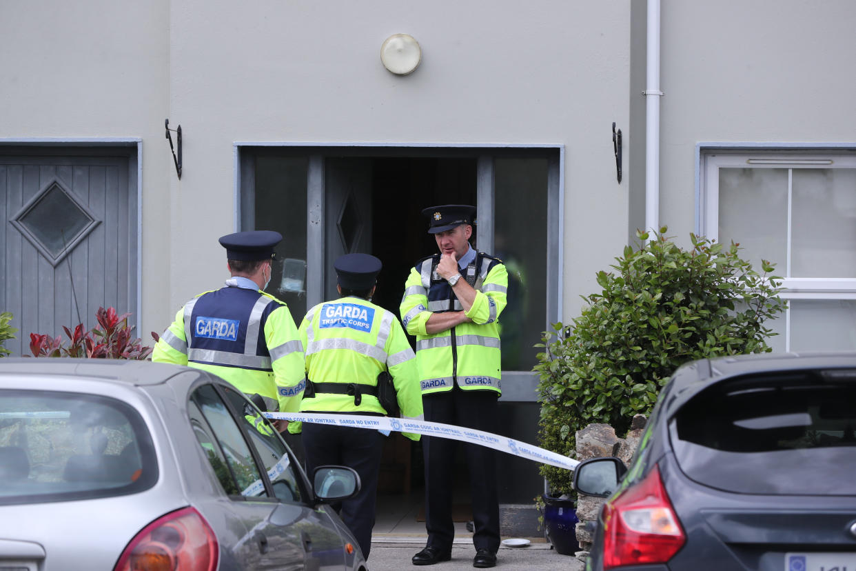 Gardai at a property in Clashmore, Co Waterford, where a three-month-old baby girl has died after being attacked by a dog in the early hours of Monday. Picture date: Monday June 7, 2021.