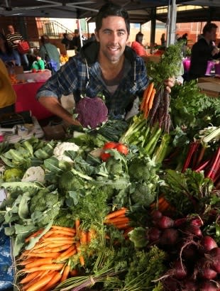 Gary Tedesco seels his fresh fruit and vegetables at Subi Farmers Market. Picture: Michael O'Brien/The West Australian