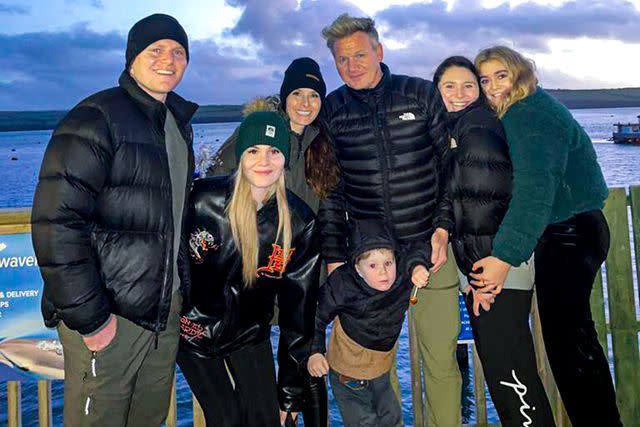 <p>Courtesy Ramsey family </p> “The kids are very humble,” says Ramsay (above in 2022 with, from left, Jack, Holly, Tana, Oscar, Megan and Tilly). “Their feet are firmly on the floor.”