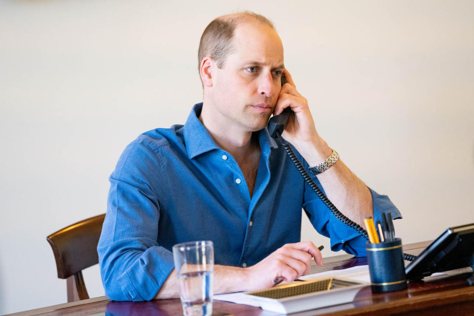 EMBARGOED TO 2230 TUESDAY APRIL 6 Undated handout photo issued by Kensington Palace of the Duke of Cambridge making a series of telephone calls to personally thank NHS staff and volunteers for their work through the pandemic. Issue date: Tuesday April 6, 2021.