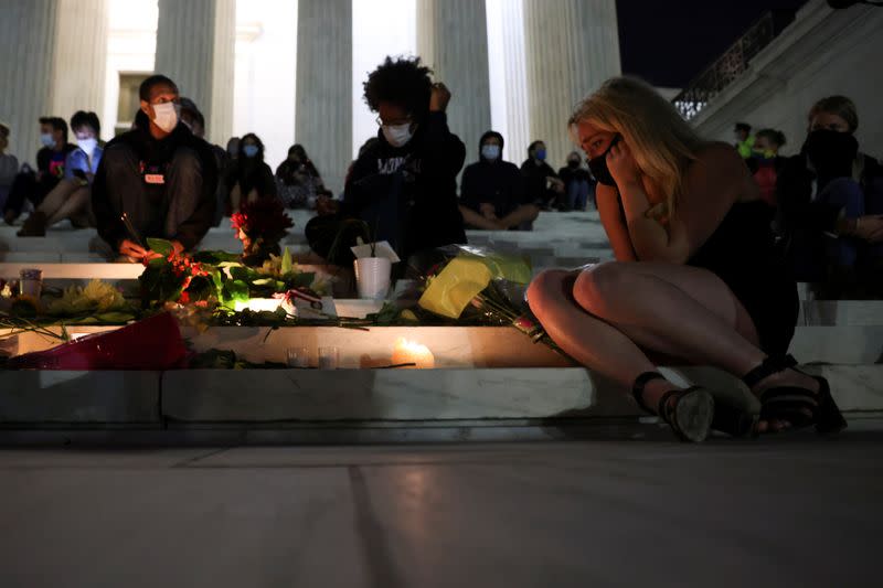 Vigil in front of the U.S. Supreme Court following the death of U.S. Supreme Court Justice Ruth Bader Ginsburg, in Washington