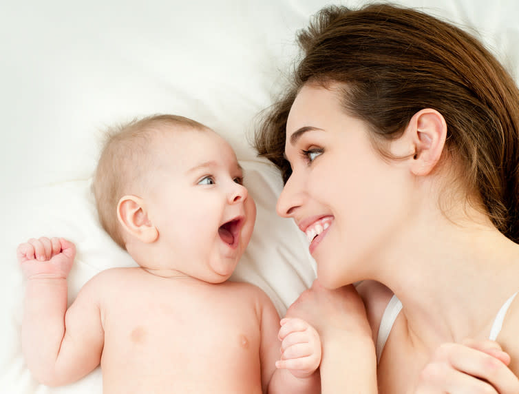 <span class="caption">Oxytocin time.</span> <span class="attribution"><a class="link " href="http://www.shutterstock.com/pic-98870129/stock-photo-happy-mother-with-baby.html?src=2DDbQfhiGJLvnCdfy_LWyA-1-0" rel="nofollow noopener" target="_blank" data-ylk="slk:Shutterstock;elm:context_link;itc:0;sec:content-canvas">Shutterstock</a></span>