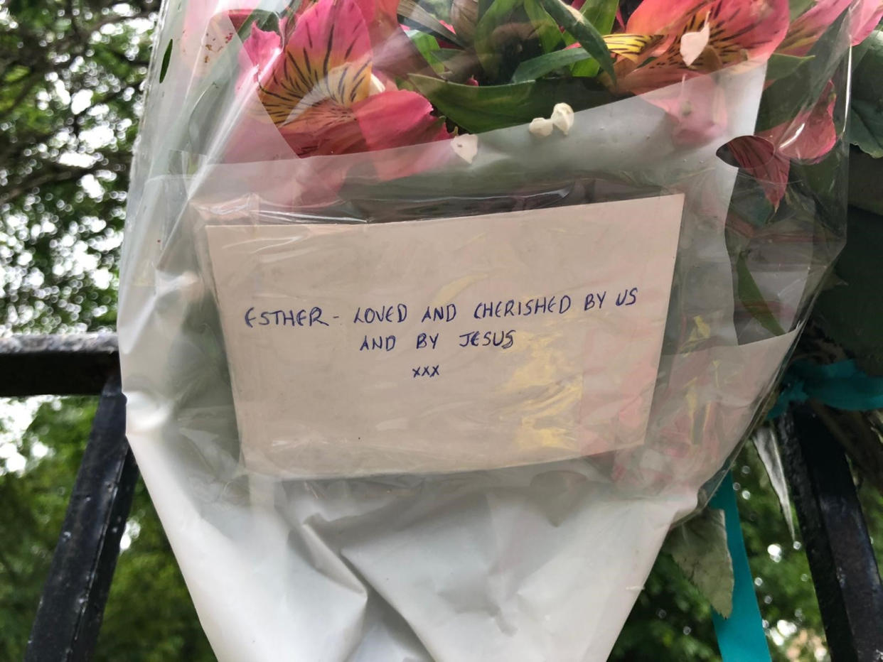 Floral tributes in West Princes Street in the Woodlands area of Glasgow following the death of pensioner Esther Brown whose body was found in her flat in suspicious circumstances. Picture date: Thursday June 3, 2021.