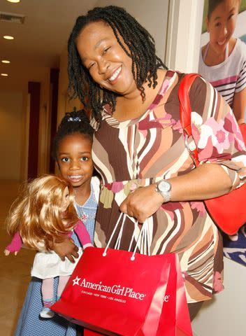 <p>Amy Tierney/WireImage</p> Shonda Rhimes and daughter Harper at American Girl Place's Go for IT event on April 26, 2008 in Los Angeles, California.