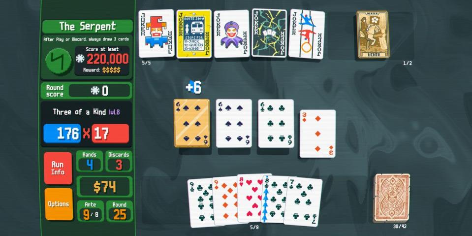 Balatro es un juego de construcción de cartas basado en póquer que merece la pena