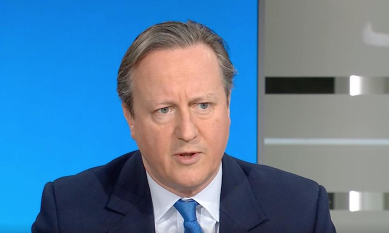 <span>David Cameron told Sky News Iran’s attack on Israel ‘could have led to thousands of civilian casualties.</span><span>Photograph: Sky News</span>