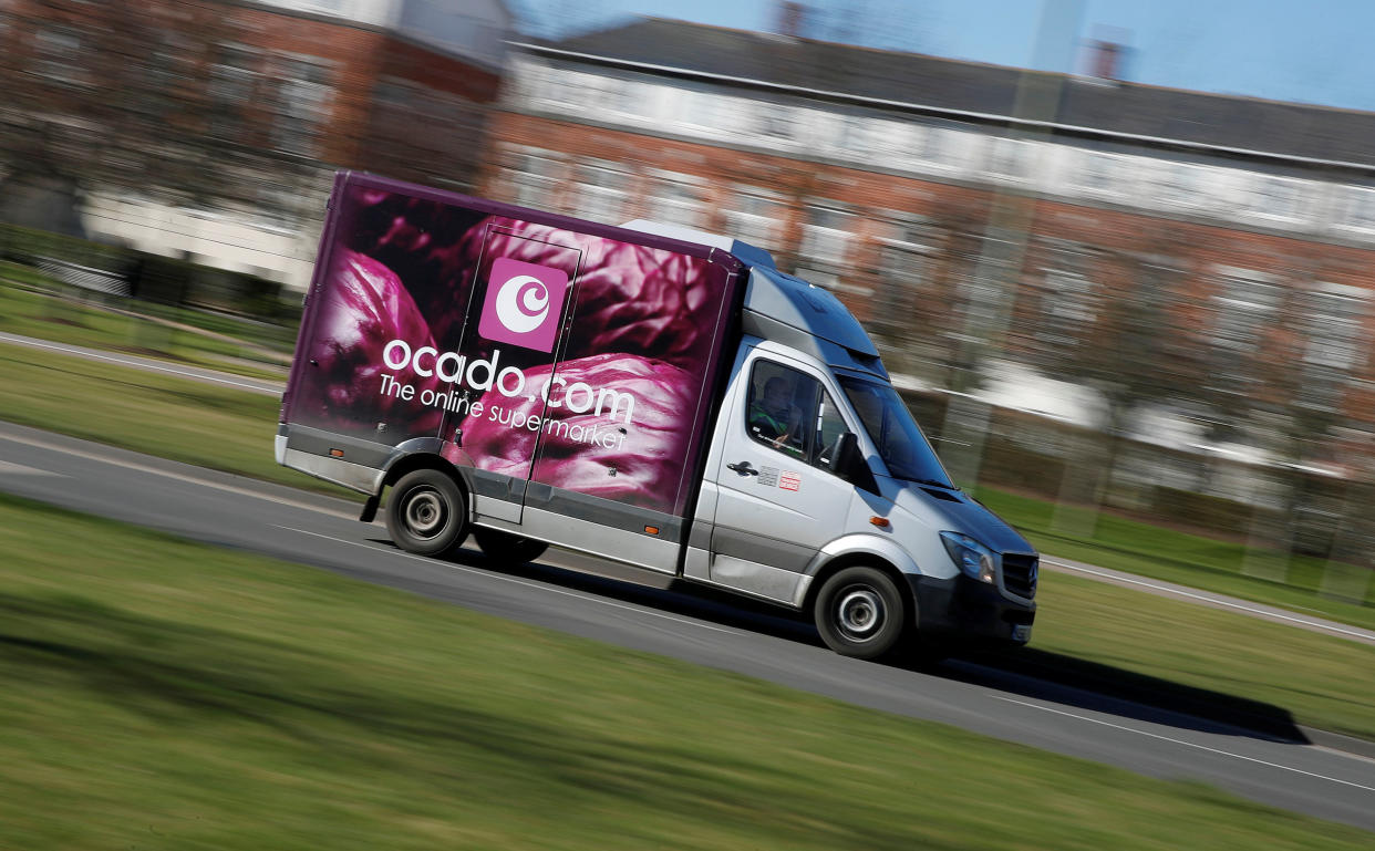 An Ocado delivery van is seen driving in Hatfield, Britain February 26, 2021. Picture taken February 26, 2021. REUTERS/Matthew Childs