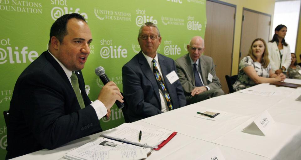 Aaron Sherinian, vice president of communications for United Nations Foundation, speaks during a panel discussion in Salt Lake City, Wednesday, July 11, 2012, hosted by United Nations Foundation’s Shot@Life Campaign. | Ravell Call, Deseret News