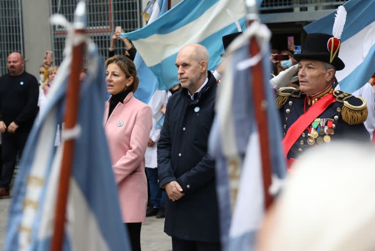 Horacio Rodríguez Larreta durante el izamiento de la bandera