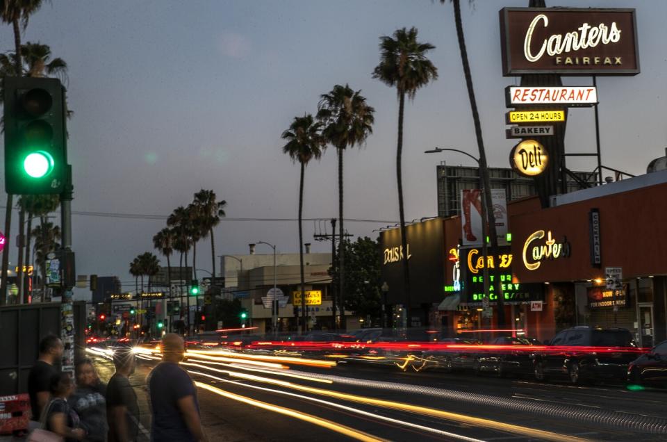 Fairfax Avenue in the evening.